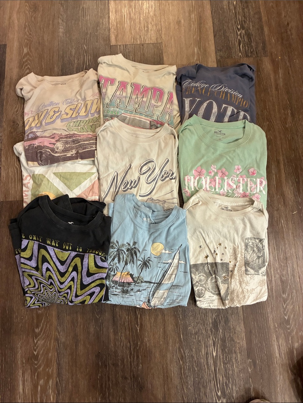 Assorted Hollister Graphic Tee Lot - Pastel & Vintage Prints